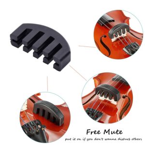 SUEWIO Violin Shoulder Rest for 4/4-3/4 Size, with Collapsible and Height Adjustable Feet, Including a Violin Practice Mute