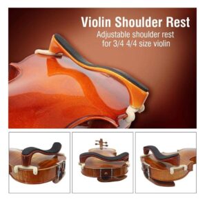 AMZZ Adjustable Solidwood Violin Shoulder Rest with Collapsible for 3/4 4/4 Violin Fiddle and 12" 13" Viola (3/4 or 4/4 Violin Shoulder Rest)