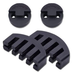 amgate 4 pcs rubber violin practice mute set, included 2 pcs claw style & 2 pcs round tourte style, black