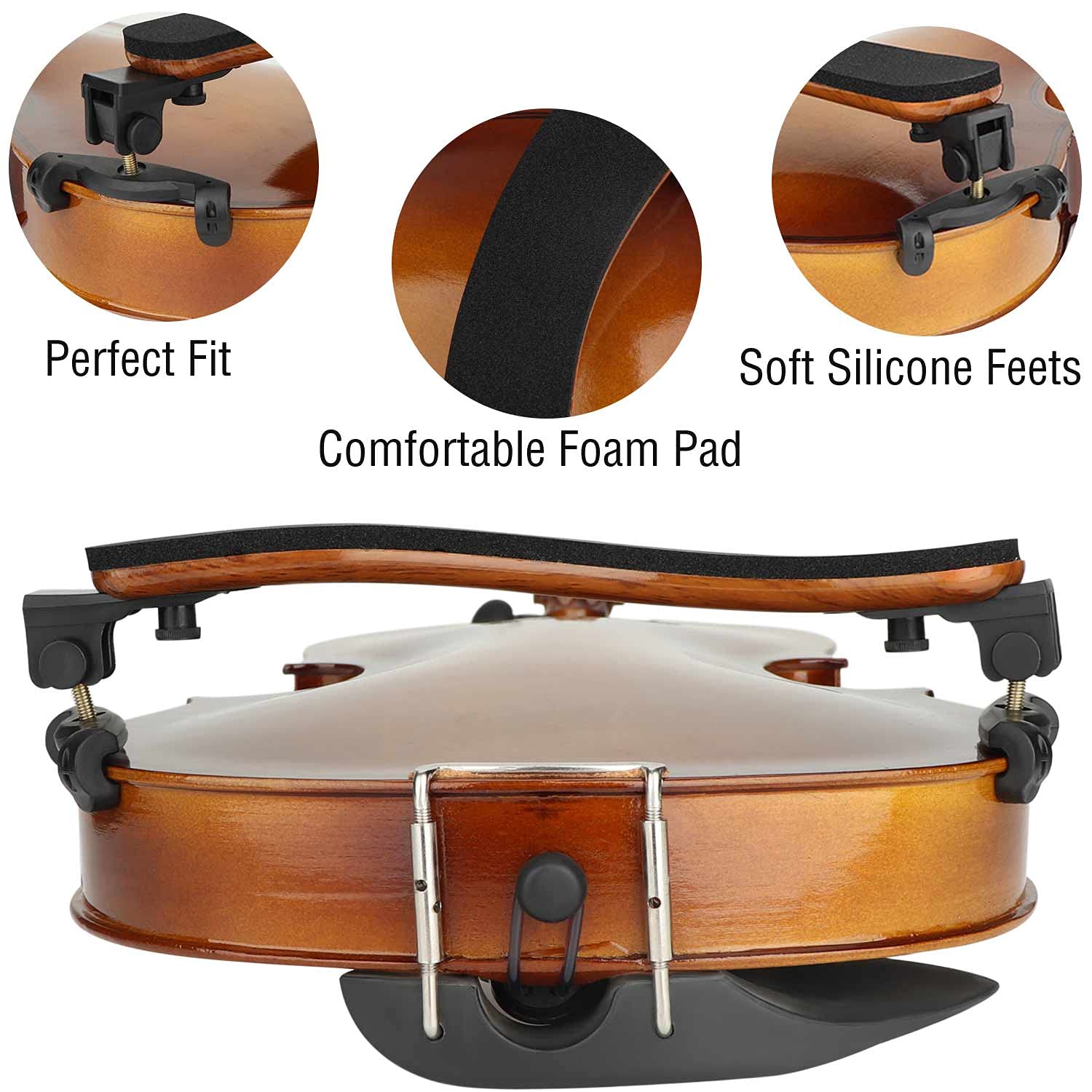 LMS Violin Shoulder Rest for 1/2 Size Collapsible Shoulder Rest for Violin with Adjustable Feet Comfortable Foam Pad Mute for Kids Adults (1/2)