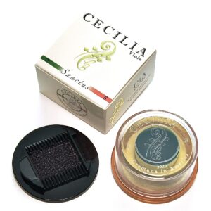 cecilia 'sanctus' rosin for viola, rosin specially formulated viola rosin for viola bows with included rosin spreader (full cake)