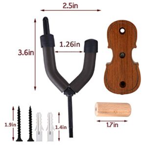 Violin Wall Mount Violin Hanger with Bow Hook Home & Studio Rosewood Violin/Viola Stand (Rosewood MA-R5)2