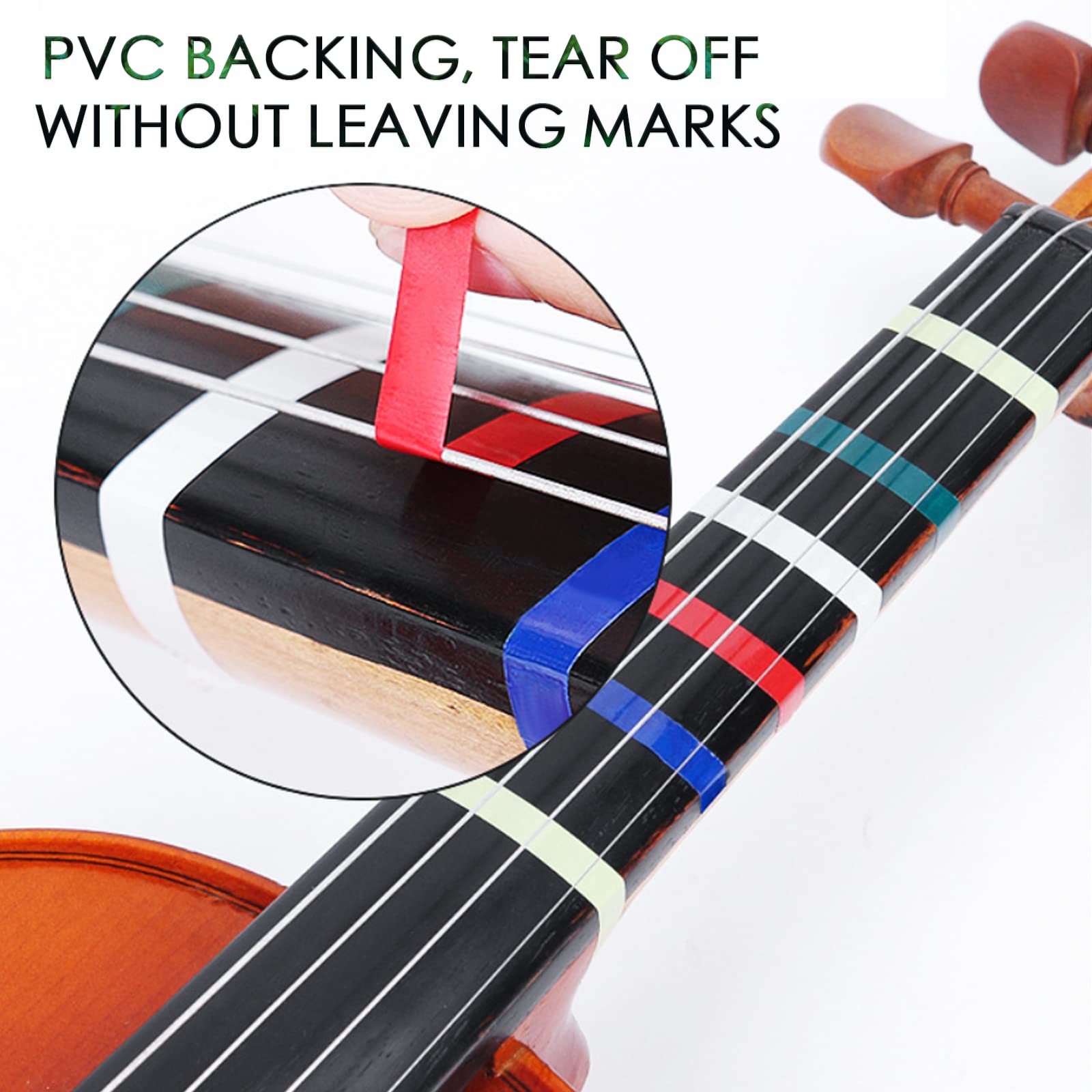 Cheerock 2pcs Black Violin Fingerboard Tape, 216 Ft Violin Finger Tape Stickers, Violin Finger Guide Note, Black Tape for Cello Viola Fingerboard, Suitable for Beginners, Learning Tone Mark