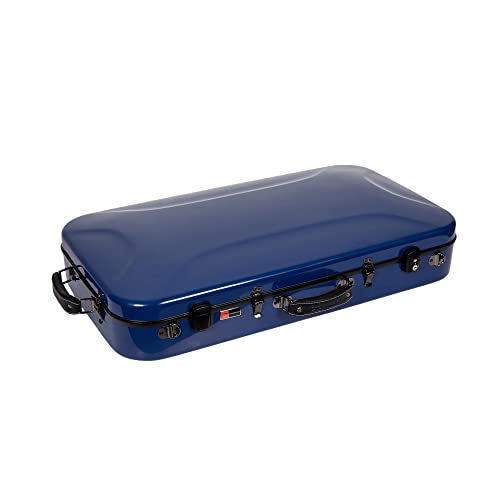 Crossrock Fiberglass Double Case-Accommodates 1 Violin and 15~16.5" Viola-Includes TSA Lock, Protective Blanket, Hygrometer, Removable Shoulder Straps-Navy Blue(CRF2020DVLNVBL)