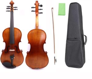 5 string viola 16 inch maple wood back spruce wood top ebony wood fingerboard & tailpiece & chin rest full size viola with bow and backpack (5 string 16 inch)