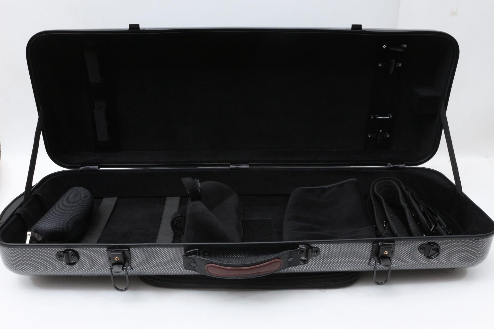 Adjustable 15-17 inch Viola Case 16 inch Hard Carbon Fiber Viola Box Composite with Neck Straps & Music sheet Bag (Black)