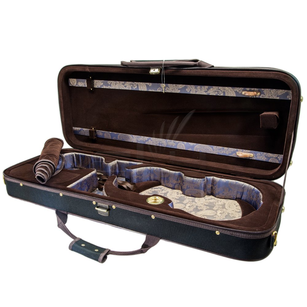 Paititi PTVAQF28 16" Professional Oblong Shape Lightweight Viola Hard Case with Hygrometer, Black/Brown