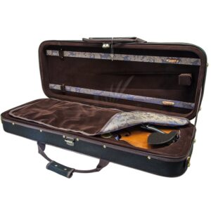 Paititi PTVAQF28 16" Professional Oblong Shape Lightweight Viola Hard Case with Hygrometer, Black/Brown