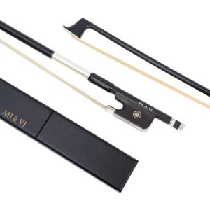 MI&VI AB-720 Classic Carbon Fiber Viola Bow (Full Size 4/4) with Bow Case Included | Silver Mount | Well Balanced | Mongolian Horse Hair | Perfect Weight - MIVI Music