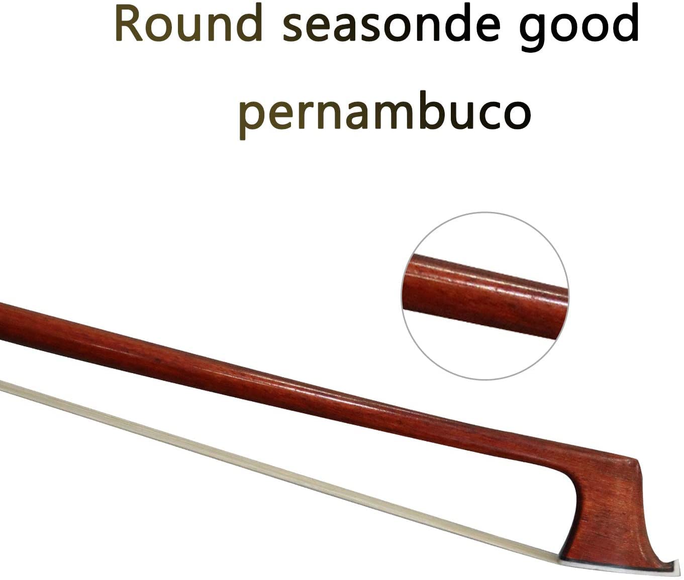 AMZZ Professional 4/4 Brazilwood Ebony Frog Violin Arbor White Horsehair Violin Bow (4/4 Brazilwood)