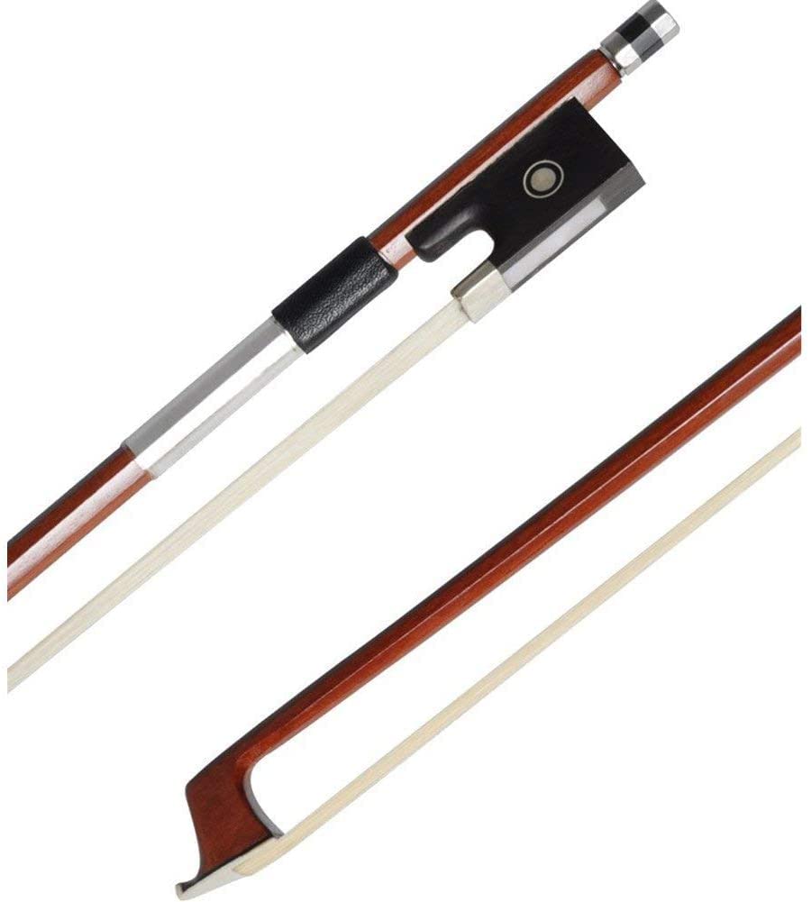 AMZZ Professional 4/4 Brazilwood Ebony Frog Violin Arbor White Horsehair Violin Bow (4/4 Brazilwood)