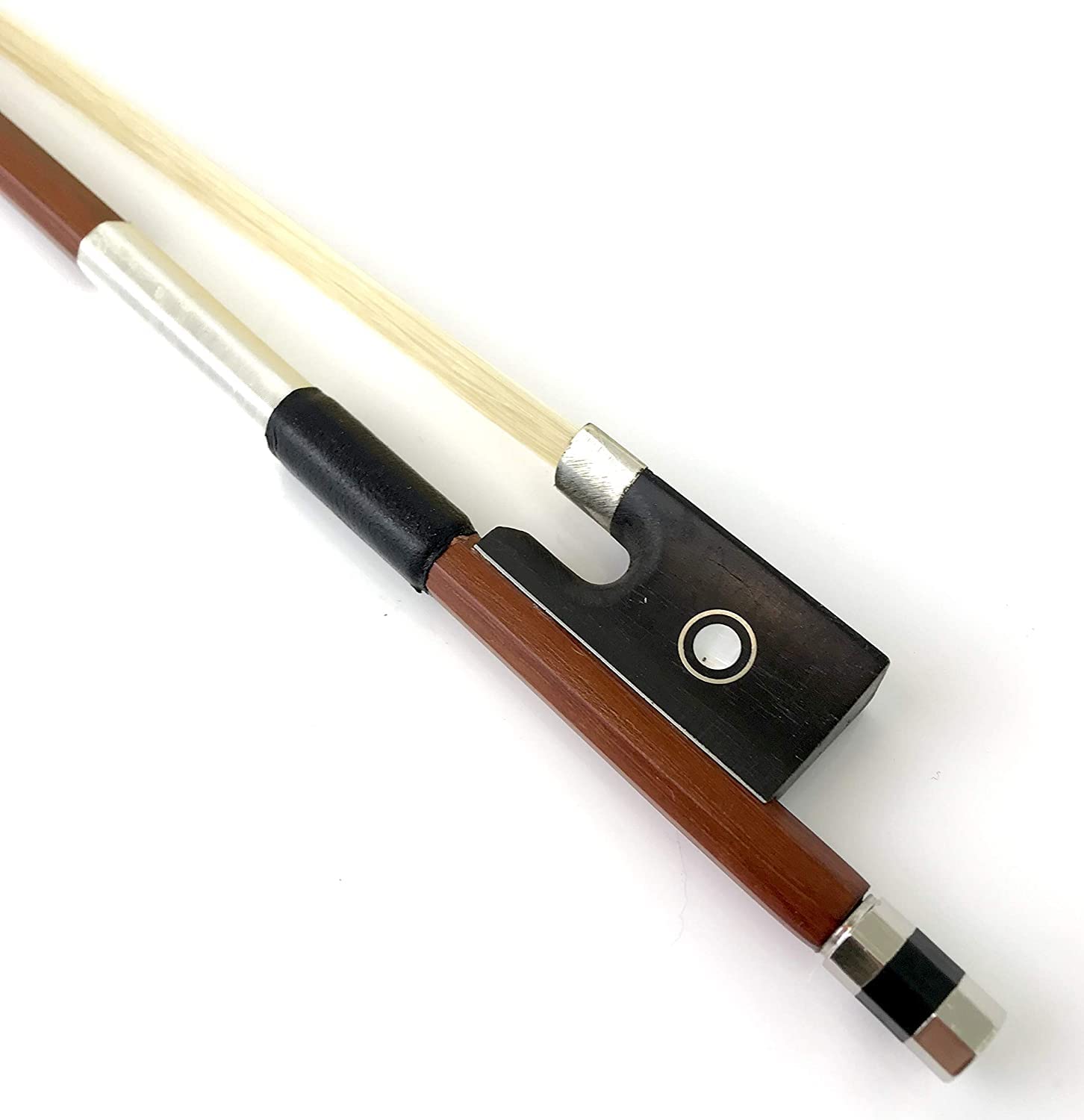 AMZZ Professional 4/4 Brazilwood Ebony Frog Violin Arbor White Horsehair Violin Bow (4/4 Brazilwood)