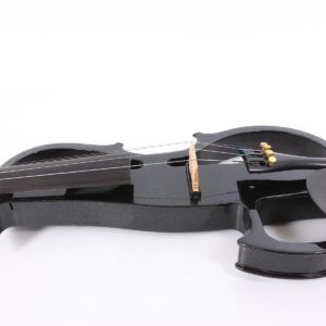 Yinfente 16inch Electric Viola solid wood with ebony viola fingerboard, chin rest, viola pegs, viola case bow, black silent voila for professional or beginners to practice (black)