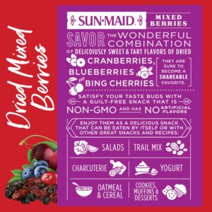 Sun-Maid Dried Mixed Berries - 15 oz Resealable Bag - Cranberries, Cherries, and Blueberries - Dried Fruit Snack for Lunches, Snacks, and Natural Sweeteners