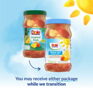 Dole Fruit Jars, Tropical Fruit in 100% Fruit Juice, Pineapple & Papaya, Gluten Free, Pantry Staples, 23.5 Oz Resealable Jars, 8 Count