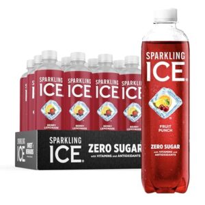 sparkling ice, fruit punch sparkling water, zero sugar flavored water, with vitamins and antioxidants, low calorie beverage, 17 fl oz bottles (pack of 12)