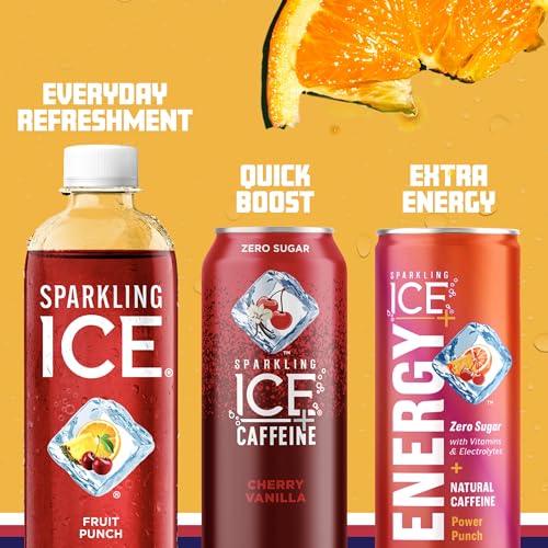 Sparkling Ice, Fruit Punch Sparkling Water, Zero Sugar Flavored Water, with Vitamins and Antioxidants, Low Calorie Beverage, 17 fl oz Bottles (Pack of 12)