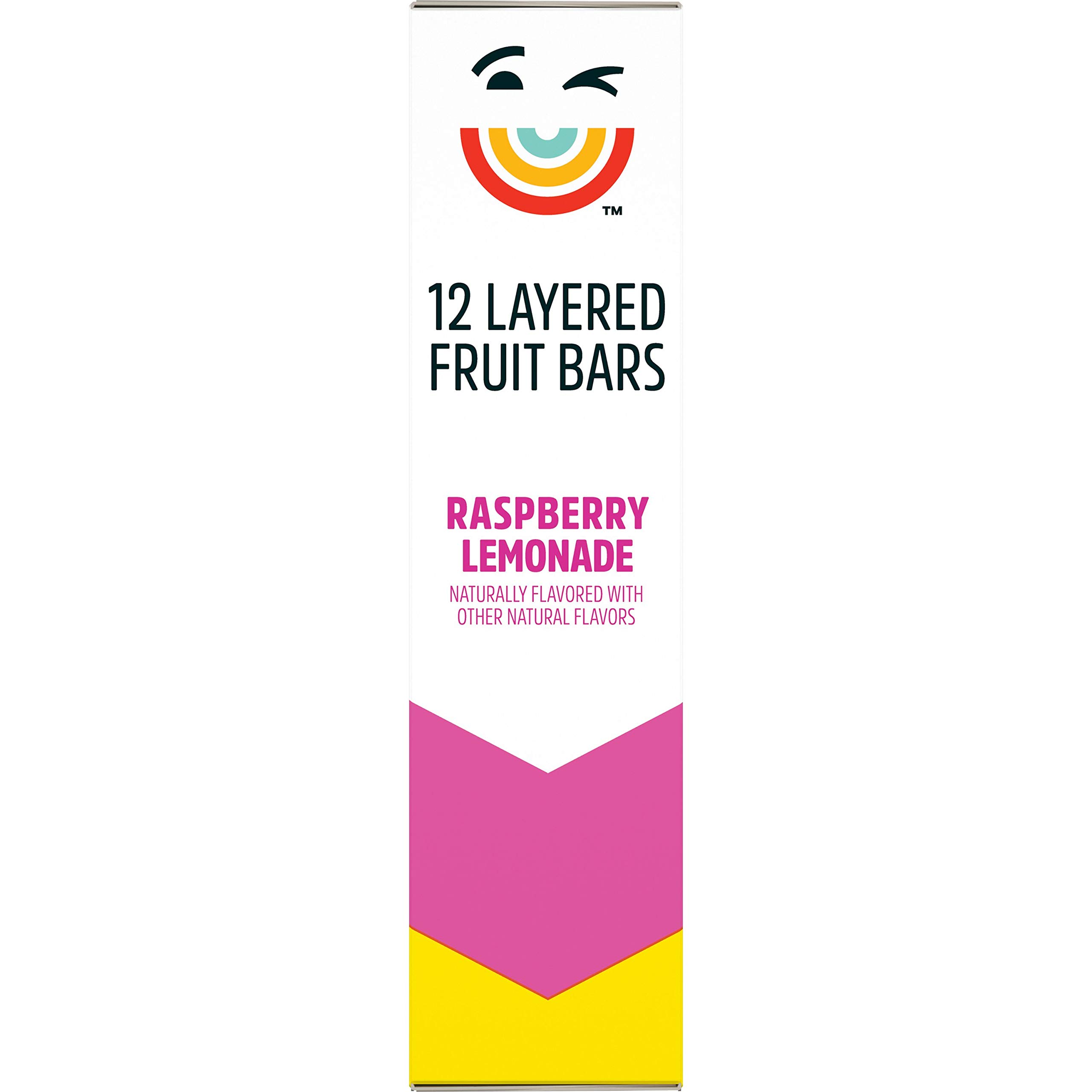 Pure Organic Layered Fruit Bars, Gluten Free and Vegan, Kids Fruit Snacks, Raspberry Lemonade, 6.2oz Box (12 Bars)