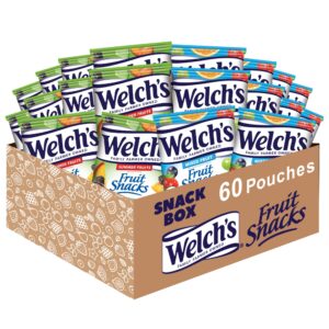 welch's fruit snacks, mixed fruit & summer fruits bulk variety pack, perfect for school lunches, gluten free, 0.8 oz individual single serve bags (pack of 60)