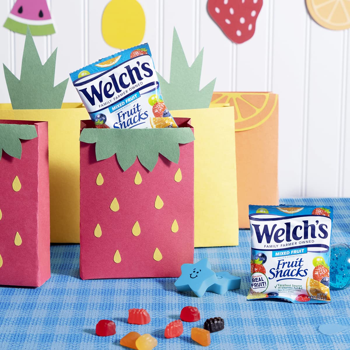 Welch's Fruit Snacks, Mixed Fruit & Summer Fruits Bulk Variety Pack, Perfect for School Lunches, Gluten Free, 0.8 oz Individual Single Serve Bags (Pack of 60)