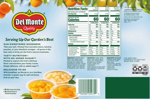 Del Monte Fruit Cup Snacks In Juice, 4 Oz, 12 Ct