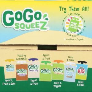 GoGo squeeZ Fruit on the Go Variety Pack, Apple, Mango Guava & Pineapple Passionfruit, 3.2 oz (Pack of 20), Unsweetened Snacks for Kids, No Gluten, Nut Dairy, Recloseable Cap, BPA Free Pouches