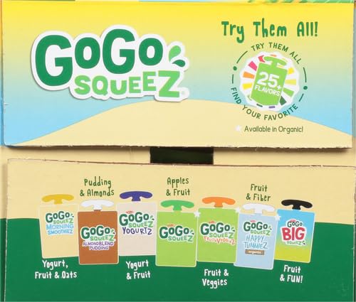 GoGo squeeZ Fruit on the Go Variety Pack, Apple, Mango Guava & Pineapple Passionfruit, 3.2 oz (Pack of 20), Unsweetened Snacks for Kids, No Gluten, Nut Dairy, Recloseable Cap, BPA Free Pouches