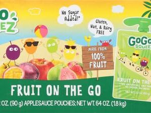 GoGo squeeZ Fruit on the Go Variety Pack, Apple, Mango Guava & Pineapple Passionfruit, 3.2 oz (Pack of 20), Unsweetened Snacks for Kids, No Gluten, Nut Dairy, Recloseable Cap, BPA Free Pouches