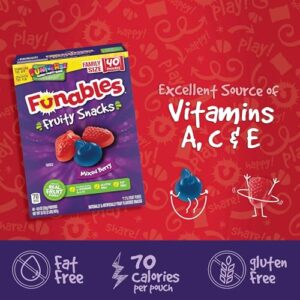 Funables Fruit Snacks, Mixed Berry Fruit Flavored Snacks, 0.8 ounce Pouches (Pack of 40)