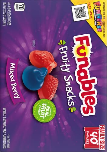 Funables Fruit Snacks, Mixed Berry Fruit Flavored Snacks, 0.8 ounce Pouches (Pack of 40)