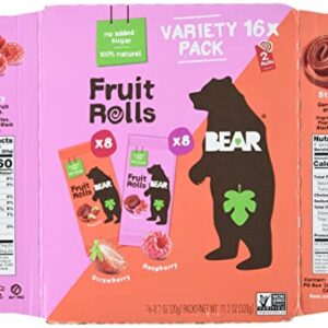 BEAR Real Fruit Rolls - Variety Pack - 16 Count (2 Rolls Per Pack)