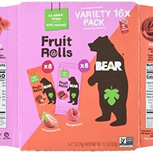 BEAR Real Fruit Rolls - Variety Pack - 16 Count (2 Rolls Per Pack)