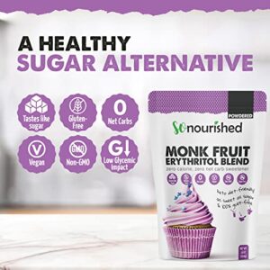 Powdered Monk Fruit Sweetener with Erythritol, 1:1 Sugar Substitute, Keto, 0 Calorie, 0 Net Carb, Non-GMO (Non-Organic, 1 Pound)