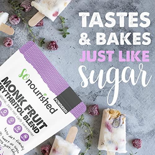 Powdered Monk Fruit Sweetener with Erythritol, 1:1 Sugar Substitute, Keto, 0 Calorie, 0 Net Carb, Non-GMO (Non-Organic, 1 Pound)