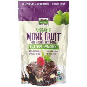 now foods, organic monk fruit with erythritol powder, 1 to 1 sugar replacement, 1-pound