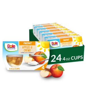 Dole Fruit Bowls Low Fat Apples & Creme Parfait Snacks, 4oz 24 Total Cups, Gluten & Dairy Free, Bulk Lunch Snacks for Kids & Adults