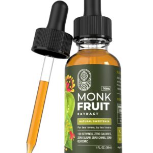 MONK FRUIT SWEETENER LIQUID - 100% MONK FRUIT EXTRACT - No Erythritol, Zero Calories & Sugars, No added water, Keto-friendly, Designed for Tea Lovers