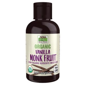 NOW Foods, Organic Liquid Monk Fruit, Vanilla, Zero-Calorie Sweetener, 1.8-Ounce