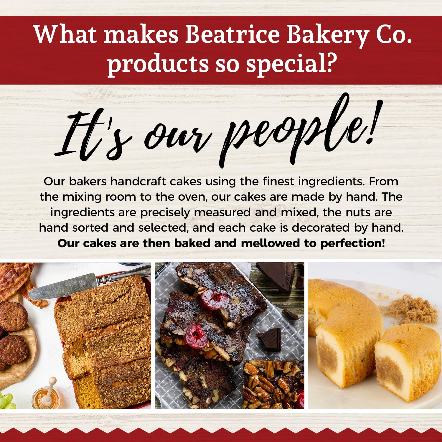 Beatrice Bakery Co. Original Fruitcake, Grandma's Old Fashioned Fruit and Nut Freshly Made, Brandy, Bourbon and Rum Fruitcake, Est. 1917 (32 oz Box)