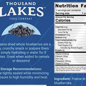 Thousand Lakes Freeze Dried Fruit - Blueberries 1.2 ounces | No Sugar Added | 100% Whole Blueberries