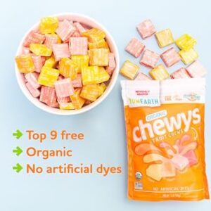 YumEarth Organic Fruit Chews - Fruit Flavored Candy Chews, No Dye, Allergy Friendly, Gluten Free, Non-GMO, Vegan Candy with No Artificial Flavors, 5 ounce (Pack of 6)