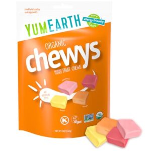 YumEarth Organic Fruit Chews - Fruit Flavored Candy Chews, No Dye, Allergy Friendly, Gluten Free, Non-GMO, Vegan Candy with No Artificial Flavors, 5 ounce (Pack of 6)