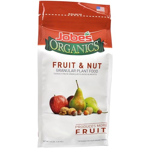 Jobe’s Organics Granular Garden Fertilizer, Easy Plant Care Fertilizer for Fruit and Nut Plants and Trees, 4 lbs Bag