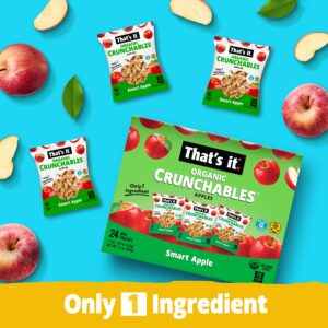 That’s it. Crunchables Fruit Snacks for Kids 100% Organic Apple, Deliciously Healthy and Light, Plant-Based,Non-Gmo, Gluten Free, USDA Approved Snacks 24 Packs (8.5 g)