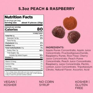 Simply Really Real Gummies | Made with Real Fruit | Peach and Raspberry | 5.3 oz (Pack of 2) | No Cane Sugar + Gluten Free + Kosher