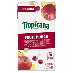 Tropicana 100% Juice Box, Fruit Punch, 4.23oz (Pack of 44) - Real Fruit Juices, Vitamin C Rich, No Added Sugars, No Artificial Flavors