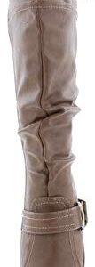 TOP Moda Womens Page-65 Knee High Round Toe Lace-Up Slouched High Heel Boots,Taupe,8.5