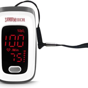 Fingertip Pulse Oximeter, Blood Oxygen Saturation Monitor (SpO2) with Pulse Rate Measurements and Pulse Bar Graph, Portable Digital Reading LED Display, Batteries and Carry Case Included