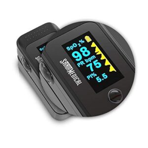 Santamedical Dual Color OLED Pulse Oximeter Fingertip, Blood Oxygen Saturation Monitor (SpO2) with Case, Batteries and Lanyard