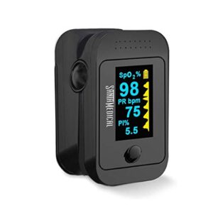 Santamedical Dual Color OLED Pulse Oximeter Fingertip, Blood Oxygen Saturation Monitor (SpO2) with Case, Batteries and Lanyard